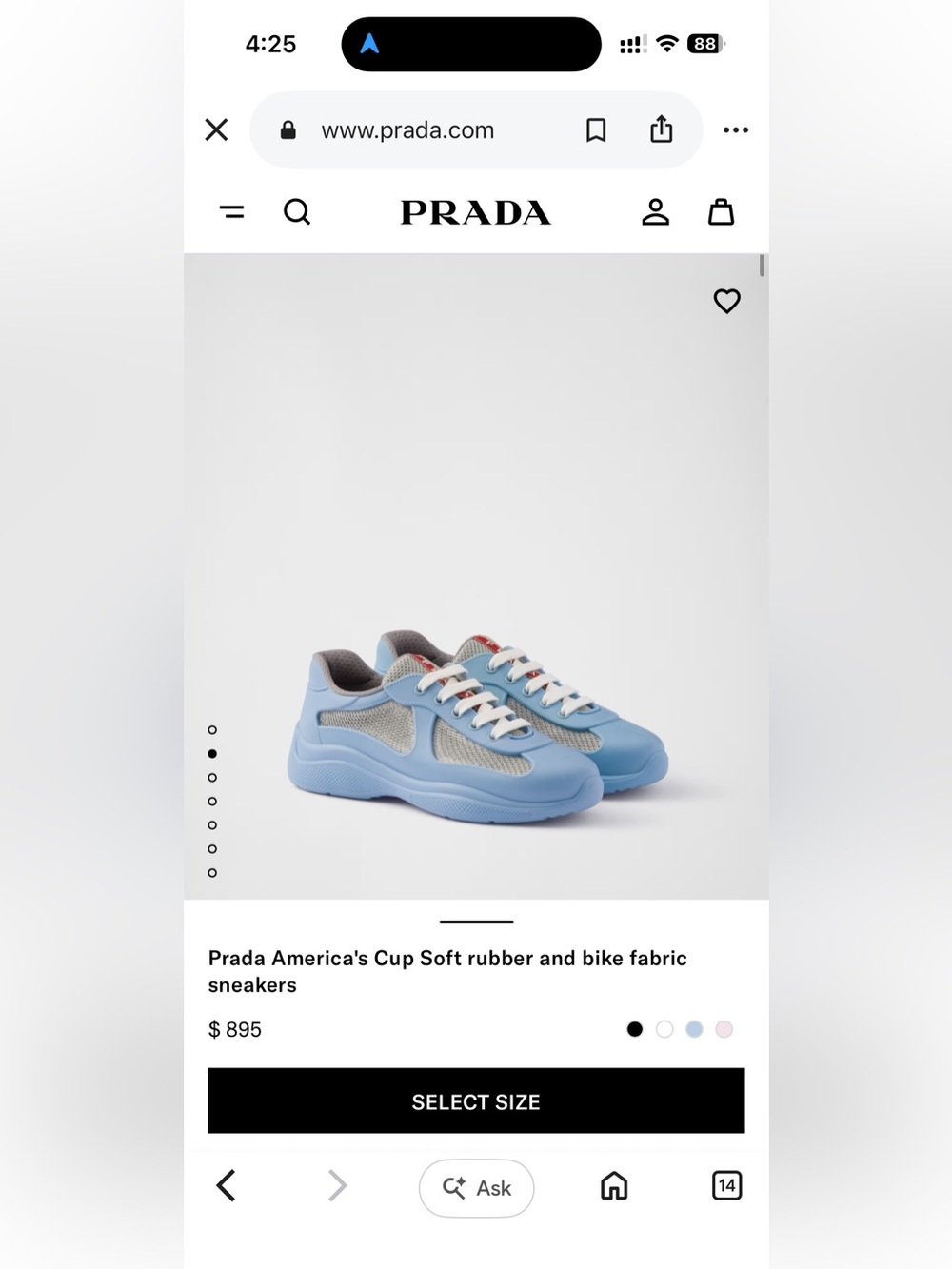 Prada Men’s Sky Blue Mesh & Leather-Trim Sneakers🔥New! Size: 12 - Picture 12 of 12
